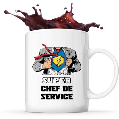 Mug - Super Chef - Tasse Café Thé - Porcelaine - Cylindrique - Design Contemporain Blanc - Publicité Mug - Super Chef - Tasse Café Thé - Porcelaine - Cylindrique - Design Contemporain Blanc - Publicité