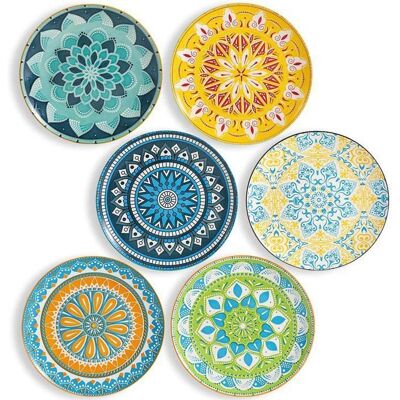 Assiettes Plates Grandes en Céramique - Lot de 6 Assiettes Colorées - Lave-Vaisselle et Micro-Ondes - 25 cm - Multicolore 2 - Publicité Assiettes Plates Grandes en Céramique - Lot de 6 Assiettes Colorées - Lave-Vaisselle et Micro-Ondes - 25 cm - Multicolore 2 - Publicité