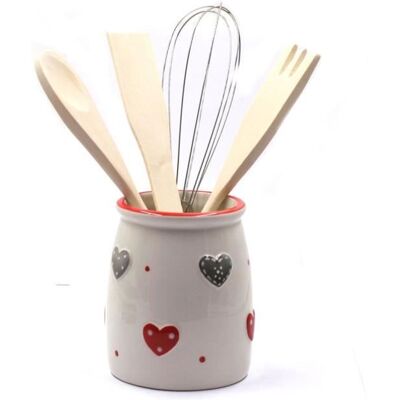 - Pot à ustensiles de cuisine motif Coeurs et Pois - 31658 Blanc - Publicité - Pot à ustensiles de cuisine motif Coeurs et Pois - 31658 Blanc - Publicité
