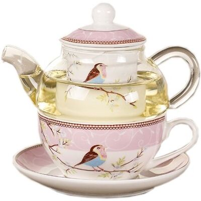 SODIAL CéRamique Fleur ThéIèRe Fleur Oiseau Tasse Soucoupe en Verre RéSistant une la Chaleur Pot Ensemble Tasse une Café AprèS-Midi Thé Rose - Publicité SODIAL CéRamique Fleur ThéIèRe Fleur Oiseau Tasse Soucoupe en Verre RéSistant une la Chaleur Pot Ensemble Tasse une Café AprèS-Midi Thé Rose - Publicité