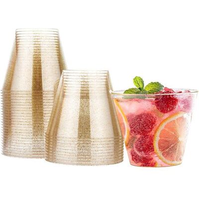 KJEHOME 30 Gobelets Réutilisables en Plastique Dur avec Paillettes Dorées (255ml/9oz) Verres Paillettes Dorées30 Pièces - Publicité KJEHOME 30 Gobelets Réutilisables en Plastique Dur avec Paillettes Dorées (255ml/9oz) Verres Paillettes Dorées30 Pièces - Publicité