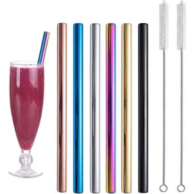 Pailles en Acier Inoxydable - - Lot de 6 - Extra Larges 12 mm - Réutilisables - Avec 2 Brosses YYV - Publicité Pailles en Acier Inoxydable - - Lot de 6 - Extra Larges 12 mm - Réutilisables - Avec 2 Brosses YYV - Publicité