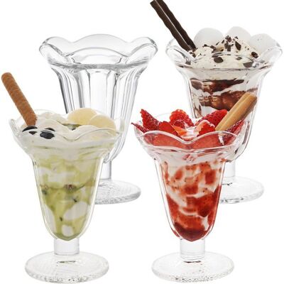 AMRINUGL Lot de 4 verres milkshake 200 ml – Verre sans plomb forme fontaine soda dessert Label - Publicité AMRINUGL Lot de 4 verres milkshake 200 ml – Verre sans plomb forme fontaine soda dessert Label - Publicité