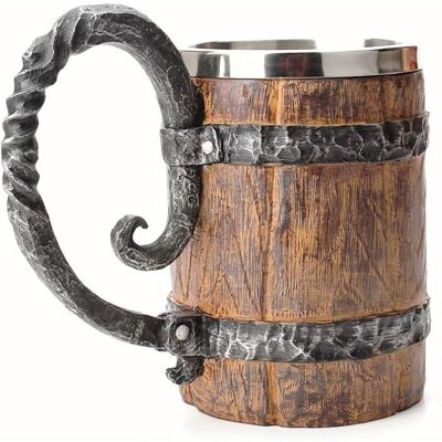 SANS MARQUE Chope à bière vintage Otartu en faux chêne style médiéval rétro viking en acier inoxydable 500 ml. Publicité SANS MARQUE Chope à bière vintage Otartu en faux chêne style médiéval rétro viking en acier inoxydable 500 ml. Publicité