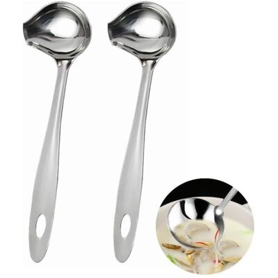 Louche - Inox - Lot de 2 - Anti-brûlure - Compatible lave-vaisselle - Cuillère à sauce Blanc - Publicité Louche - Inox - Lot de 2 - Anti-brûlure - Compatible lave-vaisselle - Cuillère à sauce Blanc - Publicité
