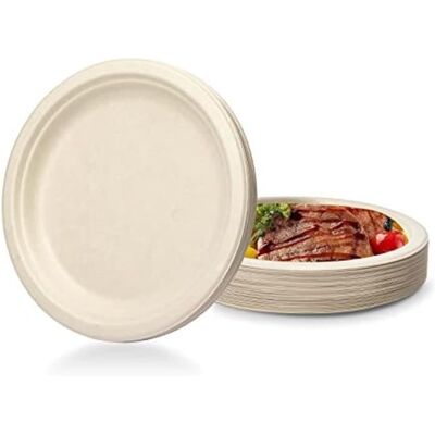 Lot de 50 assiettes en papier 100% super rigides naturelles jetables et respectueuses lenvironnement.(254 cm) Blanc - Publicité Lot de 50 assiettes en papier 100% super rigides naturelles jetables et respectueuses lenvironnement.(254 cm) Blanc - Publicité