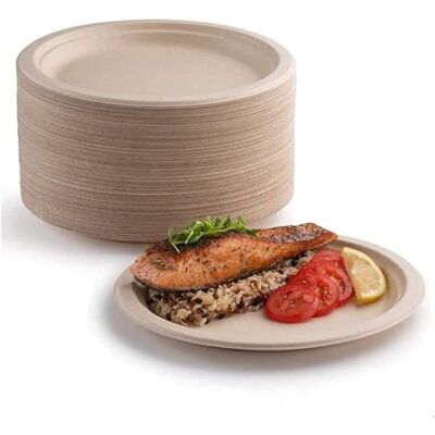 Lot de 50 assiettes en carton super rigides 100 % biodégradables et compostables parfaites pour les pique-niques et les (229 cm) Beige - Publicité Lot de 50 assiettes en carton super rigides 100 % biodégradables et compostables parfaites pour les pique-niques et les (229 cm) Beige - Publicité