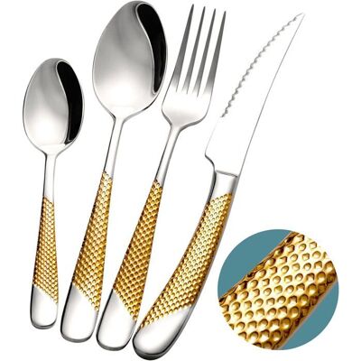 OUTUOTWQ Ménagère 16 Pièces en Acier Inoxydable pour 4 Personnes – Service de Couverts avec Finition Poli Miroir Durable Or - Publicité OUTUOTWQ Ménagère 16 Pièces en Acier Inoxydable pour 4 Personnes – Service de Couverts avec Finition Poli Miroir Durable Or - Publicité