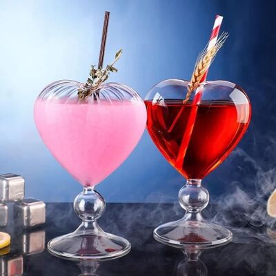 verre à cocktailverres à cocktail en forme de cœurVerre à cocktail transparent de 240mlavec paille de verrePour lsoirées Blanc - Publicité verre à cocktailverres à cocktail en forme de cœurVerre à cocktail transparent de 240mlavec paille de verrePour lsoirées Blanc - Publicité