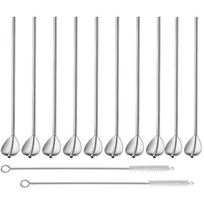 10 Pièces Cuillère Paille Inox 2 en 1 Paille Granité avec 2 Brosses de Nettoyage Paille Reutilisable Écologiques pour Bubble Tea - Publicité 10 Pièces Cuillère Paille Inox 2 en 1 Paille Granité avec 2 Brosses de Nettoyage Paille Reutilisable Écologiques pour Bubble Tea - Publicité