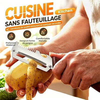 NOBRAND Éplucheur multifonction acier inoxydable coupe-ciboule. Poignée antidérapante ergonomique pour cuisine. Publicité NOBRAND Éplucheur multifonction acier inoxydable coupe-ciboule. Poignée antidérapante ergonomique pour cuisine. Publicité