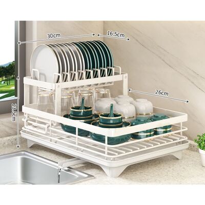 Égouttoir à vaisselle à 2 niveaux acier au carbone épais support dégouttage pour bols et assiettes Blanc Blanc - Publicité Égouttoir à vaisselle à 2 niveaux acier au carbone épais support dégouttage pour bols et assiettes Blanc Blanc - Publicité