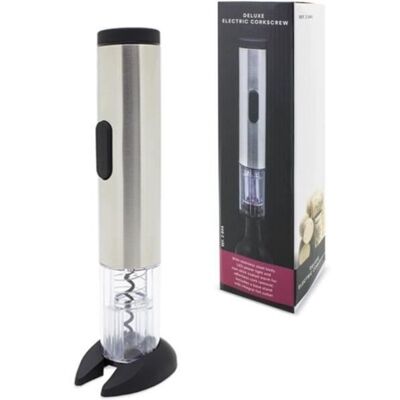 Tire-bouchon électrique acier inox + coupe capsule - Tire-bouchon avec socle - Multicolore - Noir - 1 pièce Noir - Publicité Tire-bouchon électrique acier inox + coupe capsule - Tire-bouchon avec socle - Multicolore - Noir - 1 pièce Noir - Publicité