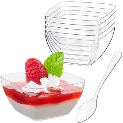 AUTREMENT 100 Pièces Gobelets à Dessert en Plastique avec Cuillères 60ml Carré Coupes à Dessert Verrines Apéritif Parfait M COUPELLE A GLACE - Publicité AUTREMENT 100 Pièces Gobelets à Dessert en Plastique avec Cuillères 60ml Carré Coupes à Dessert Verrines Apéritif Parfait M COUPELLE A GLACE - Publicité