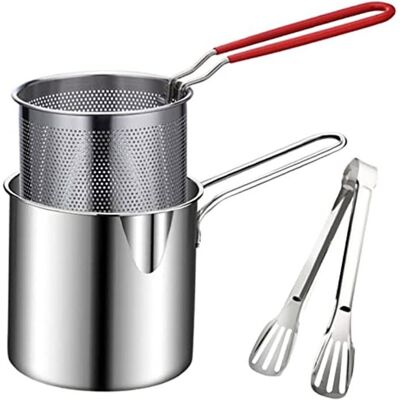 NOBRAND Mini friteuse japonaise Tempura - Acier inoxydable 304 - Portable - Compatible tous feux - Facile à nettoyer Gris - Publicité NOBRAND Mini friteuse japonaise Tempura - Acier inoxydable 304 - Portable - Compatible tous feux - Facile à nettoyer Gris - Publicité