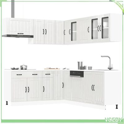 FAFEISY Ensemble darmoires de cuisine - Lucca - Blanc brillant - Bois dingénierie - 11 pièces Blanc - Publicité FAFEISY Ensemble darmoires de cuisine - Lucca - Blanc brillant - Bois dingénierie - 11 pièces Blanc - Publicité