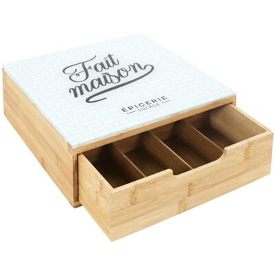 DECONATION Tiroir Range Capsules de Café Universel - Boite Bois et Verre 30 x 30 cm x H 10 cm - Plateau verre Blanc - Publicité DECONATION Tiroir Range Capsules de Café Universel - Boite Bois et Verre 30 x 30 cm x H 10 cm - Plateau verre Blanc - Publicité