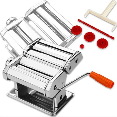 IMPORT Machine À Pâtes Manuelle 3 En 1 Avec Laminoir Et Coupe Pâtes En Acier Inoxydable Gris - Publicité IMPORT Machine À Pâtes Manuelle 3 En 1 Avec Laminoir Et Coupe Pâtes En Acier Inoxydable Gris - Publicité