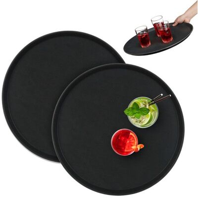 Relaxdays Lot de 2 plateaux de service ronds diamètre de 45 cm surface antidérapante restaurant noir Blanc - Publicité Relaxdays Lot de 2 plateaux de service ronds diamètre de 45 cm surface antidérapante restaurant noir Blanc - Publicité