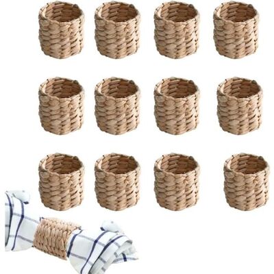 GEOGNO 12 Pièces Anneau de Serviette en Rotin Tresser Ronds de Serviette Fait à Main Boucle de Serviette Rustique pour la Décoration - Publicité GEOGNO 12 Pièces Anneau de Serviette en Rotin Tresser Ronds de Serviette Fait à Main Boucle de Serviette Rustique pour la Décoration - Publicité
