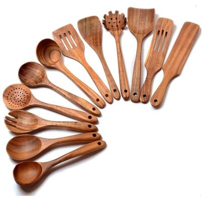 SODIAL CuillèRes en Bois pour la Cuisine Paquet de 12Ustensiles en Bois pour la Cuisine Ensemble DUstensiles de Cuisine Spatules en Bois Marron - Publicité SODIAL CuillèRes en Bois pour la Cuisine Paquet de 12Ustensiles en Bois pour la Cuisine Ensemble DUstensiles de Cuisine Spatules en Bois Marron - Publicité