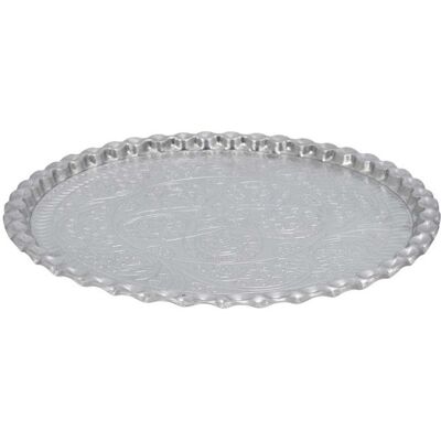 ALTOBUY Plateau Décoratif Ø475cm en Métal Argenté Motif Ornemental - MARRAKECH Gris - Publicité ALTOBUY Plateau Décoratif Ø475cm en Métal Argenté Motif Ornemental - MARRAKECH Gris - Publicité
