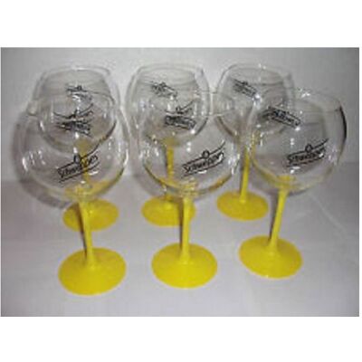 ILEAUXTRESORS Lot de 6 verres Schweppes pieds jaune 600 ml neuf et officiel Jaune - Publicité ILEAUXTRESORS Lot de 6 verres Schweppes pieds jaune 600 ml neuf et officiel Jaune - Publicité