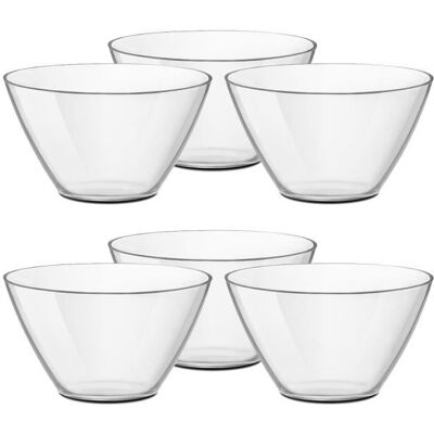 Saladier / Bol de service - JUANIO - Lot de 6 - Verre trempé 45 cl - Diam. 13 cm - Résistant chocs thermiques Blanc - Publicité Saladier / Bol de service - JUANIO - Lot de 6 - Verre trempé 45 cl - Diam. 13 cm - Résistant chocs thermiques Blanc - Publicité
