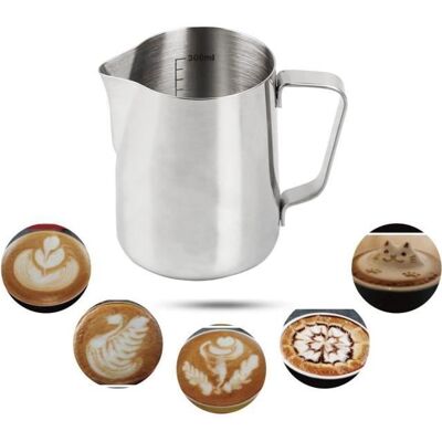 Pot à Lait 350ml Acier Inoxydable Pichet à Lait Moussant avec la Ligne de Mesure pour Faire des Cappuccino Café Latte MUG YYV - Publicité Pot à Lait 350ml Acier Inoxydable Pichet à Lait Moussant avec la Ligne de Mesure pour Faire des Cappuccino Café Latte MUG YYV - Publicité