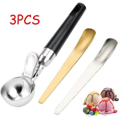 Cuillère à Glace - Inox - Gâchette - Argent/or/noir - Compatible lave-vaisselle - 77g - Publicité Cuillère à Glace - Inox - Gâchette - Argent/or/noir - Compatible lave-vaisselle - 77g - Publicité
