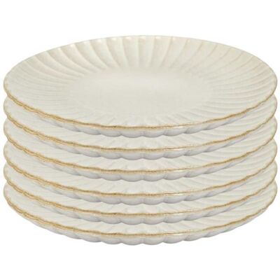 ALTOBUY Set de 6 assiettes plates beiges en céramique (Ø27cm) - SHELLY Beige - Publicité ALTOBUY Set de 6 assiettes plates beiges en céramique (Ø27cm) - SHELLY Beige - Publicité