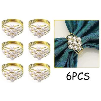 Ronds de Serviette - Non spécifié - Métal Doré - Ensemble de 6 - Design Élégant - Pour Mariage et Fêtes Blanc - Publicité Ronds de Serviette - Non spécifié - Métal Doré - Ensemble de 6 - Design Élégant - Pour Mariage et Fêtes Blanc - Publicité