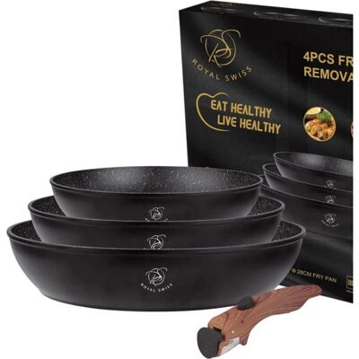 Royal Swiss Set de Poeles Amovibles 3 Pieces Noir Antiadhesif Sans PFOA Compatible Toutes Sources de Chaleur Noir - Publicité Royal Swiss Set de Poeles Amovibles 3 Pieces Noir Antiadhesif Sans PFOA Compatible Toutes Sources de Chaleur Noir - Publicité