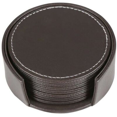 EVIRON Lot de 6 sous-verres en cuir avec support (marron) - Publicité EVIRON Lot de 6 sous-verres en cuir avec support (marron) - Publicité