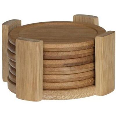 SECRET DE GOURMET Set de 6 Dessous de Verre & Rack Bambou 11cm Naturel Marron - Publicité SECRET DE GOURMET Set de 6 Dessous de Verre & Rack Bambou 11cm Naturel Marron - Publicité