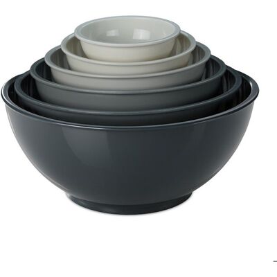 Relaxdays Saladier set de 6 pièces bols pour cuisiner et pâtisser tailles variées plastique gris - Publicité Relaxdays Saladier set de 6 pièces bols pour cuisiner et pâtisser tailles variées plastique gris - Publicité