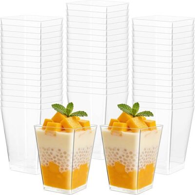 LANGTU Lot de 50 Tasses à Dessert 150ml Verrines à Dessert Réutilisables Verrine Tiramisu Carrés Trasparente Gobelets pour Pudding Mousse Blanc - Publicité LANGTU Lot de 50 Tasses à Dessert 150ml Verrines à Dessert Réutilisables Verrine Tiramisu Carrés Trasparente Gobelets pour Pudding Mousse Blanc - Publicité