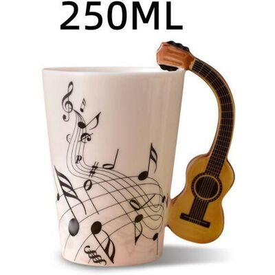 Tasse à café - Guitare en bois - Céramique - Blanc - 250ML - Design contemporain Blanc - Publicité Tasse à café - Guitare en bois - Céramique - Blanc - 250ML - Design contemporain Blanc - Publicité