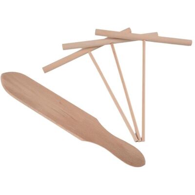SODIAL Ensemble de Spatules en T en Bois pour Étaler la Pâte à Crêpes Ensemble de 4 Ustensiles pour Outil de Cuisine Uniforme pour Marron - Publicité SODIAL Ensemble de Spatules en T en Bois pour Étaler la Pâte à Crêpes Ensemble de 4 Ustensiles pour Outil de Cuisine Uniforme pour Marron - Publicité