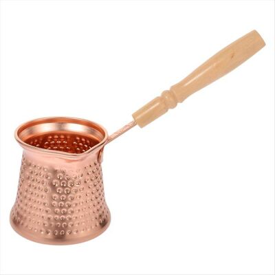 SODIAL Cafetière Turque Pichet à Lait avec Poignée en Bois Théière Chauffante en Cuivre et Aluminium 350 Ml pour Expresso Maison. Publicité SODIAL Cafetière Turque Pichet à Lait avec Poignée en Bois Théière Chauffante en Cuivre et Aluminium 350 Ml pour Expresso Maison. Publicité