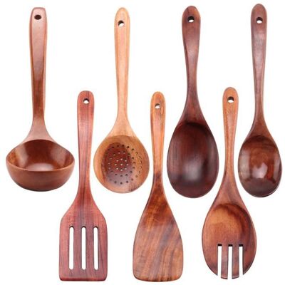 SODIAL 7 Ustensiles de Cuisine en Bois Teck PièCes SéRies CuillèRes AntiadhéSives et Ustensiles de Cuisine Spatule pour et la - Publicité SODIAL 7 Ustensiles de Cuisine en Bois Teck PièCes SéRies CuillèRes AntiadhéSives et Ustensiles de Cuisine Spatule pour et la - Publicité