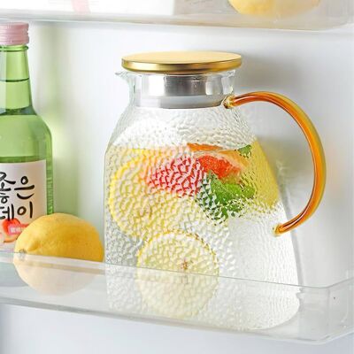 DOK Pichet eau verre borosilicate 1.8L avec couvercle carafe fruits infuseur thé glacé café lait - Publicité DOK Pichet eau verre borosilicate 1.8L avec couvercle carafe fruits infuseur thé glacé café lait - Publicité