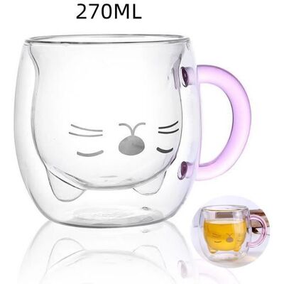 Tasse à café - Chat - Verre borosilicate - Double paroi - 270ML - Transparent - Publicité Tasse à café - Chat - Verre borosilicate - Double paroi - 270ML - Transparent - Publicité
