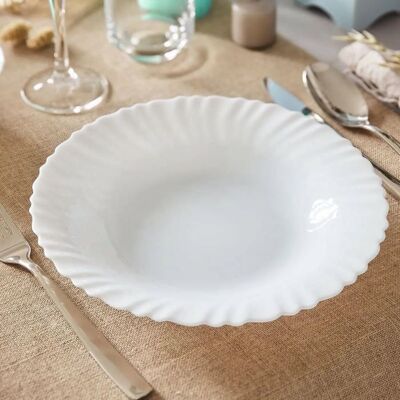 6 assiettes creuses blanches 23 cm Feston - Luminarc Blanc - Publicité 6 assiettes creuses blanches 23 cm Feston - Luminarc Blanc - Publicité