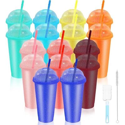 KJEHOME Tasse à Boissons Froides avec Paille Couvercle 16 Pièces 24oz/710ml Tasse de Voyage Gobelets Réutilisable 710ml - Publicité KJEHOME Tasse à Boissons Froides avec Paille Couvercle 16 Pièces 24oz/710ml Tasse de Voyage Gobelets Réutilisable 710ml - Publicité
