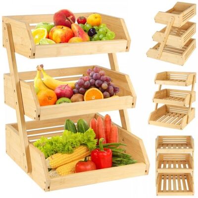 MIPAN.3 Étages Porte fruits - coupe - Support de Corbeille à Fruits en Bambou - Pour Plan de Travail de Cuisine pour Fruits Marron - Publicité MIPAN.3 Étages Porte fruits - coupe - Support de Corbeille à Fruits en Bambou - Pour Plan de Travail de Cuisine pour Fruits Marron - Publicité