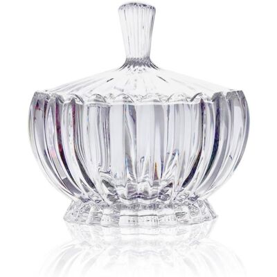 Bonbonnière en verre avec couvercle coupe à bonbons en cristal assiette à fruits bol décoratif blanc - Publicité Bonbonnière en verre avec couvercle coupe à bonbons en cristal assiette à fruits bol décoratif blanc - Publicité