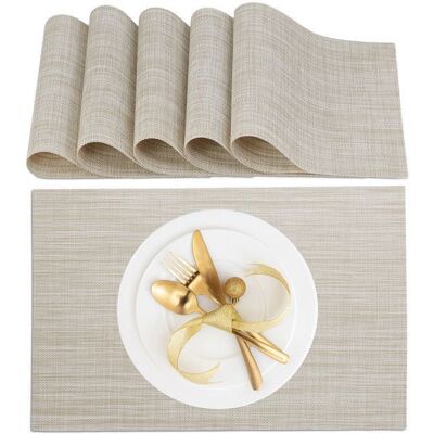AMRINUGL Set de table (à manger) 6 dessous en plastique lavable résistant à la chaleur 45 x 30 cm beige Label Beige - Publicité AMRINUGL Set de table (à manger) 6 dessous en plastique lavable résistant à la chaleur 45 x 30 cm beige Label Beige - Publicité