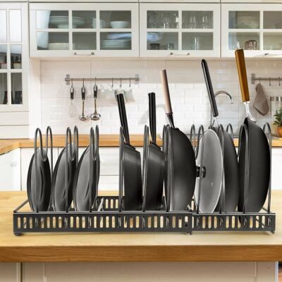 KEDIA. Rangement couvercle casserole Rack de rangement cuisine à 10 fentes organisateur poele 18*18*30-58cm POT PORTE-COUVERTS Noir - Publicité KEDIA. Rangement couvercle casserole Rack de rangement cuisine à 10 fentes organisateur poele 18*18*30-58cm POT PORTE-COUVERTS Noir - Publicité