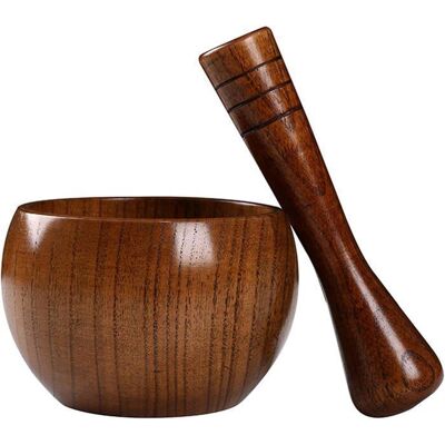 AIPERQ Mortier et pilon en bois dolivier ensemble mortier et pilon pilon et mortier en bois rétro - Publicité AIPERQ Mortier et pilon en bois dolivier ensemble mortier et pilon pilon et mortier en bois rétro - Publicité